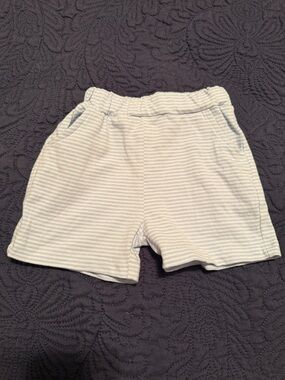 Soft Stripe Baby/Toddler Shorts - Light Blue and White